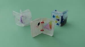 Picture of three book Shrinky Dink crafts