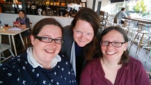 A photo of Jemima Willcox (l), Lenka Koppova (c), and me.