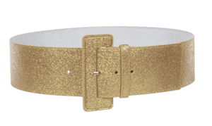 Gold belt for holiday shine.