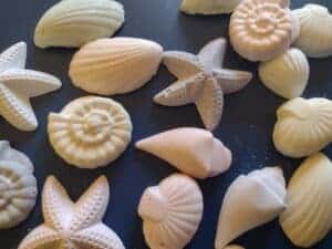 Picture of homemade chalk shaped like seashells