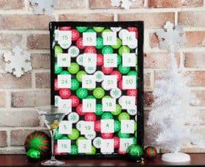 mini alcohol bottle advent calendar tabletop against brick wall