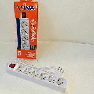 Ciabatta Multipresa Dritta Schuko Bipasso 4/5/6 Uscite WIVA -con interruttore-