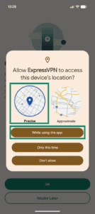 Customization options, including precise and approximate location