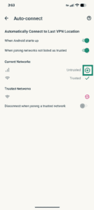 Current networks with trust network button higlighted