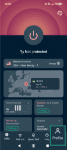 Profile settings on ExpressVPN iOS app