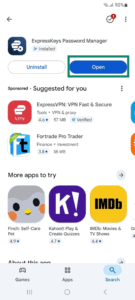 The "Open" button for the ExpressKeys app in Google Play.