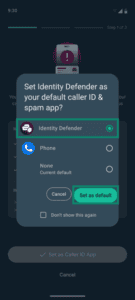 Caller Identification setup screen with the Allow Call Management button highlighted.
