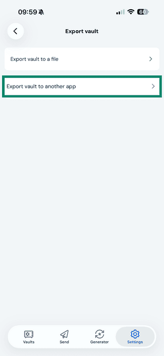 Vault on Bitwarden iOS app.