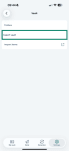 Vault on Bitwarden iOS app.