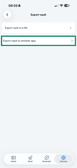 Vault on Bitwarden iOS app.