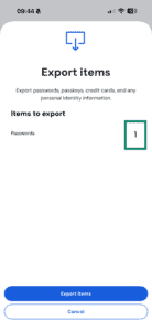 Export data from Bitwarden iOS app.