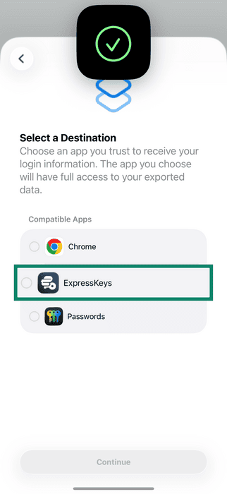 Export data from Bitwarden iOS app.