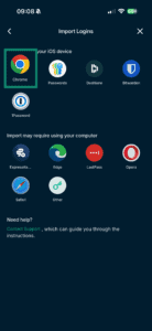 Import logins from Chrome to ExpressKeys iOS app.