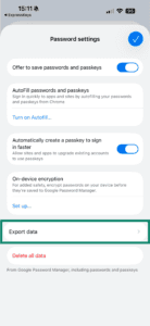 Export logins from Chrome to ExpressKeys iOS app.