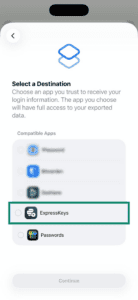 Import logins from Chrome to ExpressKeys iOS app.