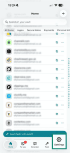Settings in Dashlane iOS app.