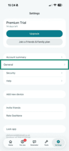 General settings in Dashlane iOS app.
