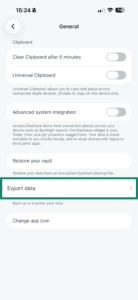 Export data from Dashlane iOS app.