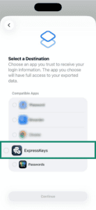 Export data from Dashlane iOS app to ExpressKeys.