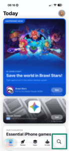 Search function on Apple App Store.