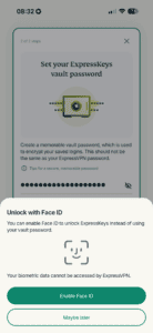 ExpressKeys setup showing Face ID pop-up.