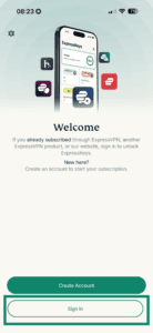 ExpressKeys setup showing Sign In button highlighted.