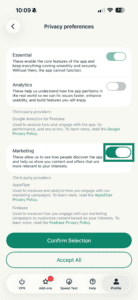 Privacy preferences on ExpressVPN iOS app.