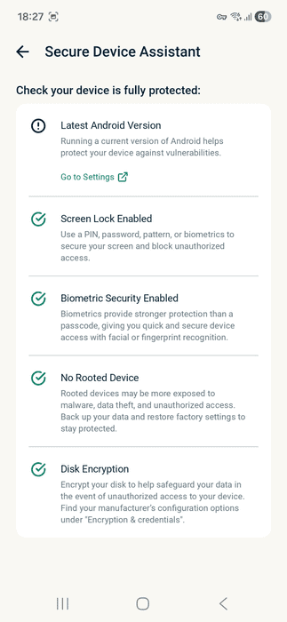 ExpressVPN app interface showing the Secure Device Assistant tab on Android.