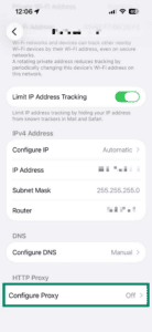 Tap “Configure Proxy.”