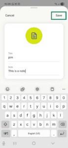 The edit screen for a secure login in the ExpressKeys app for Android, with a highlighted Save button.