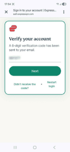 ExpressVPN code verification screen on Android.
