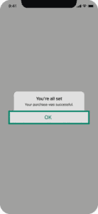 ExpressVPN subscription confirmation screen showing OK button highlighted.