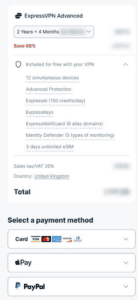 ExpressVPN checkout page.