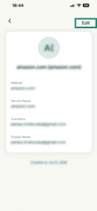 A passkey entry in the ExpressKeys app, with a highlighted "Edit" button.