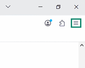 Top right corner of the Firefox toolbar, showing a highlighted hamburger menu icon.