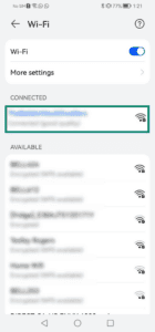 List of active Wi-Fi networks, including the one the user is connected to