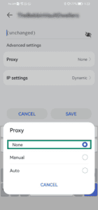 Option to select None for connected proxy server