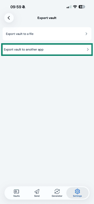 Vault on Bitwarden iOS app.