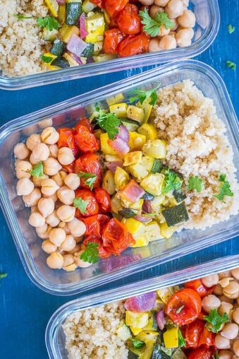 Roasted Summer Vegetable Meal Prep Bowls-Vegan Meal prep ideas