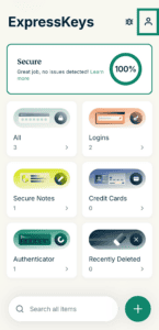 The profile icon highlighted on the main screen of ExpressKeys.