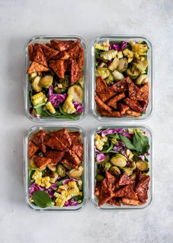 Vegan BBQ Tempeh Meal Prep Bowls-Vegan Meal prep ideas