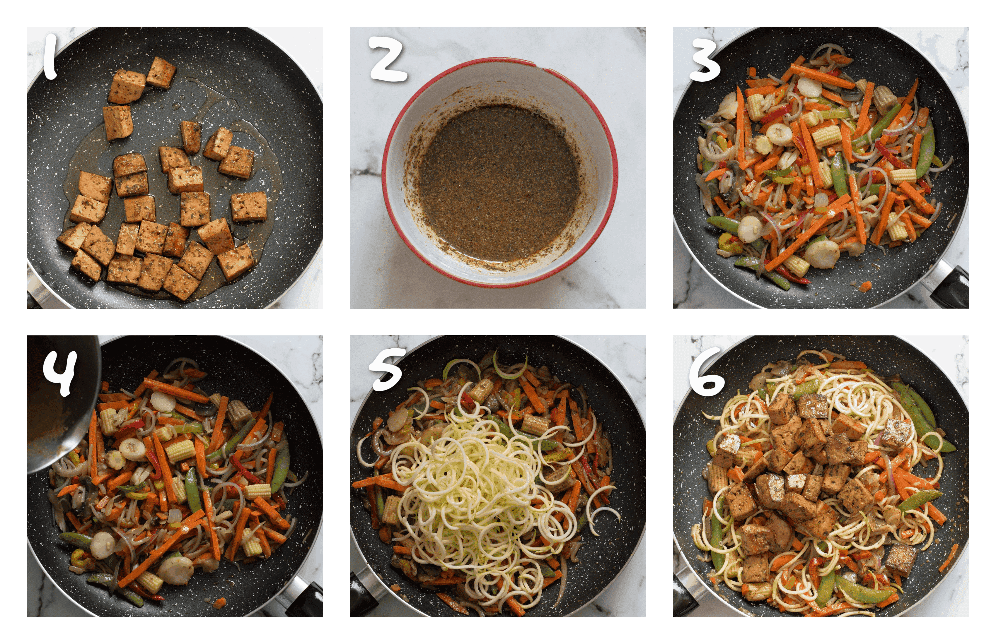 steps1-6 cooking the tofu and the vegetables