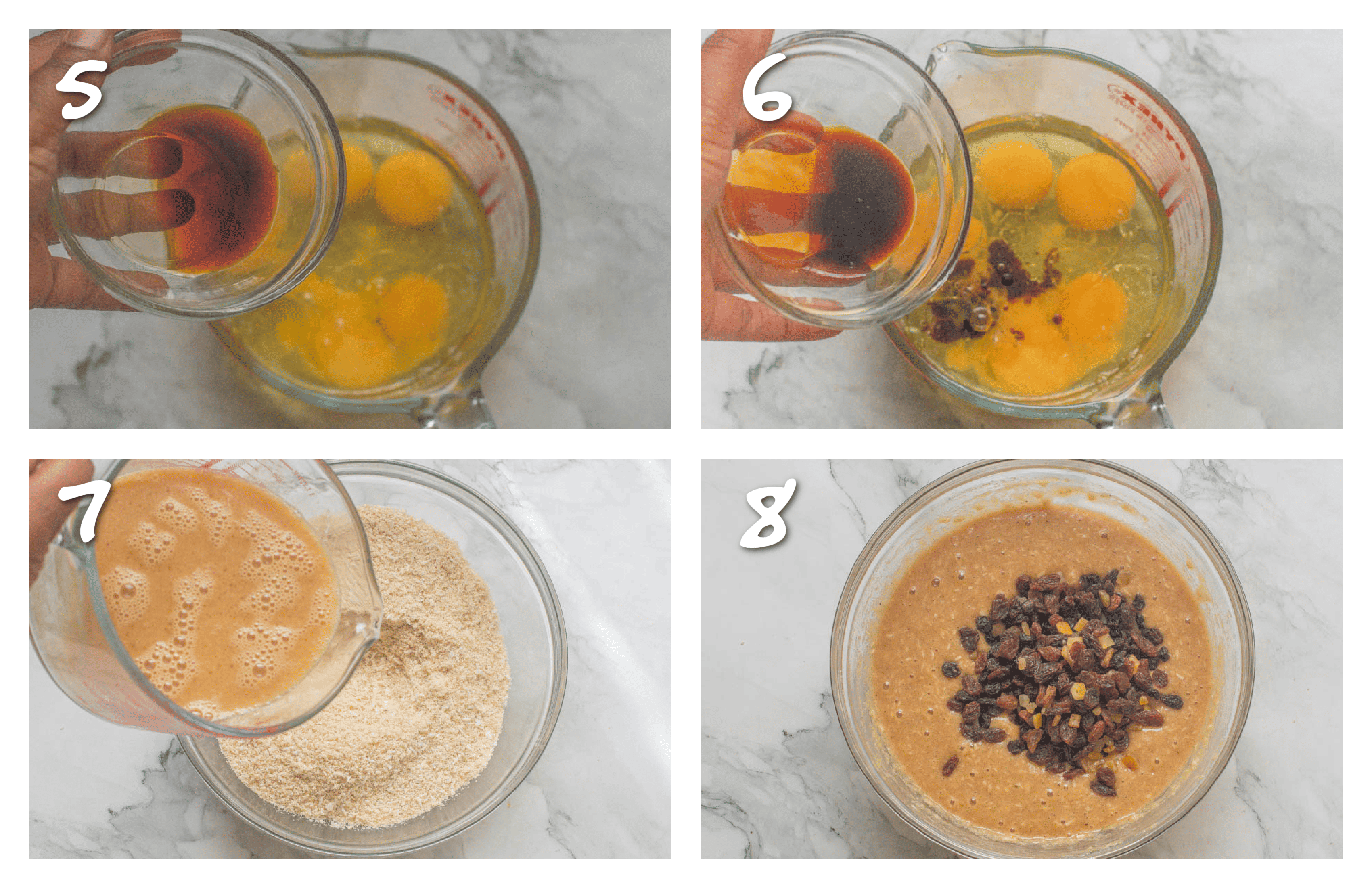 Steps5-8 Mixing the wet ingredients