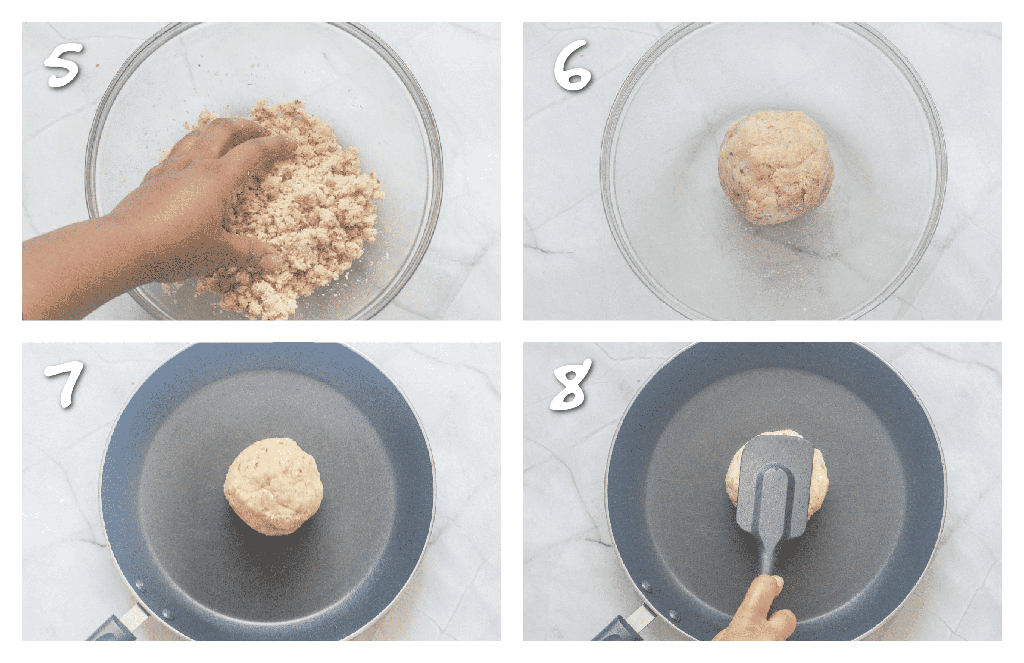 Steps 5-8 cooking the dough