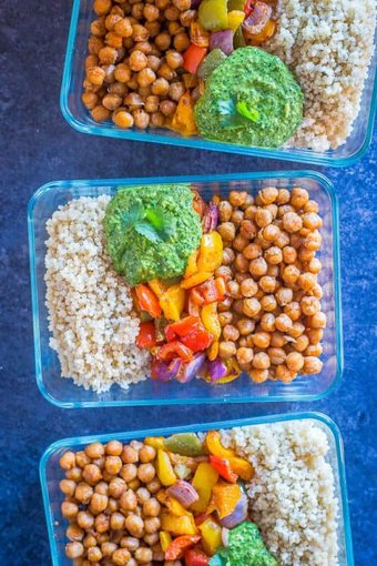 Chickpea Fajita Meal Prep Bowls-Vegan Meal prep ideas