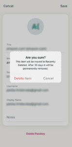 The "Are you sure?" pop-up in ExpressKeys for deleting an item.