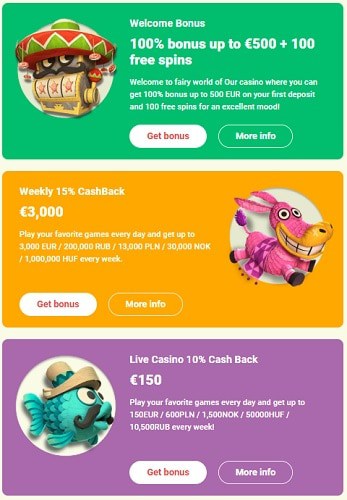 Claim Free Bonus: 100 FS and 500 EUR