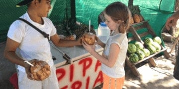 Fresh coconut is a great kids treat in costa rica