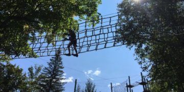 The aerial adventure park at jiminy peak is fun in the warm weather
