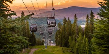 Sunset from a gondola is a beautiful summer experience at snowmass